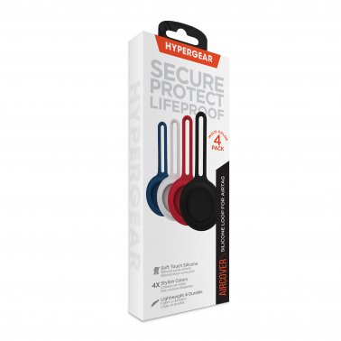 HyperGear Black/Blue/Red/White Silicone Case for AirTags - 4 Pack