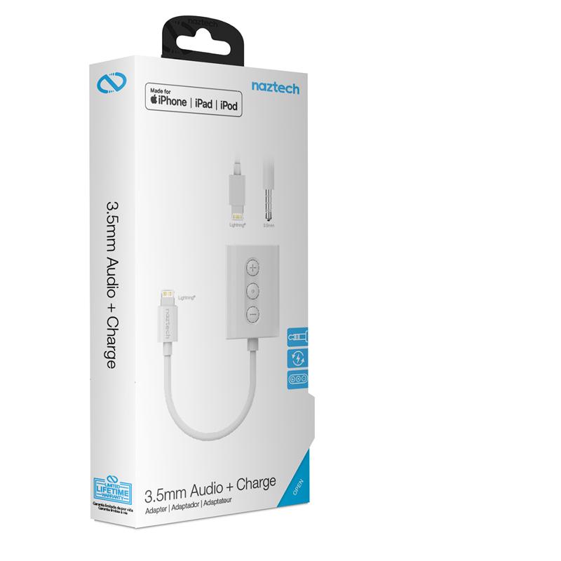 Naztech 3.5mm Audio + Charge Adapter - Lightning Cable